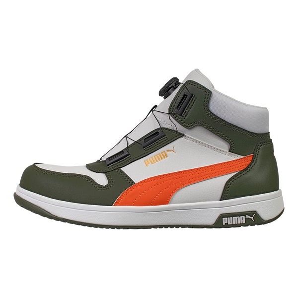 PUMA安全靴 FRONTCOURT ホワイト＆グリーン DISC MID